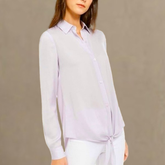 Michael Kors Tops - MICHAEL KORS Tie Front Satin Shirt in Lavender Mist, Size Large